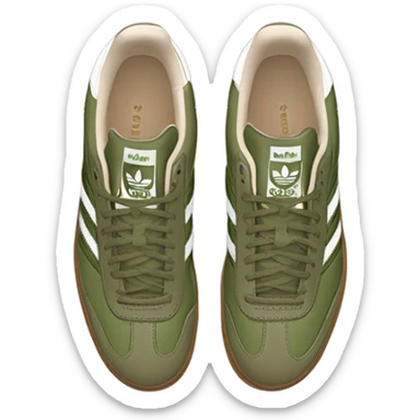 two khaki green adidas samba with a brown flat sole sticker