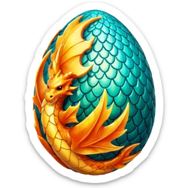 Elemental magical glowing shiny dragon egg sticker