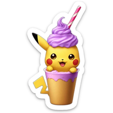 À pikachu eat  purple milkshake sticker