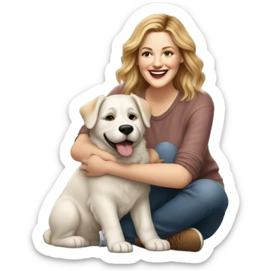 Drew Barrymore With Her Dog Douglas  sticker