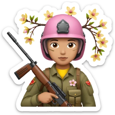 soldier with cherry blossom sticker