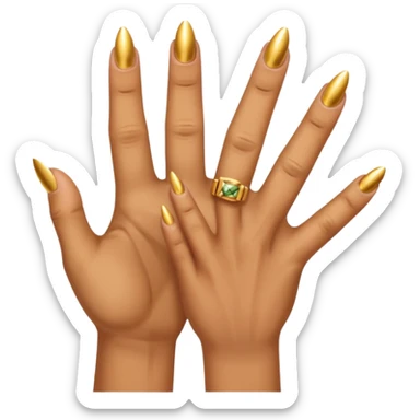 Tan skin hand with short mens gold nails sticker
