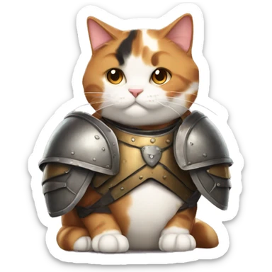Fat calico cat with armor  sticker