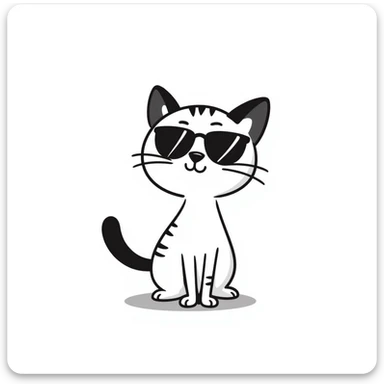 cat wearing sunglasses, hand drawn doodle style sticker