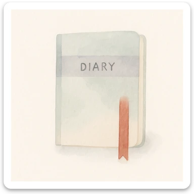a diary, watercolor art style, soft and artistic sticker