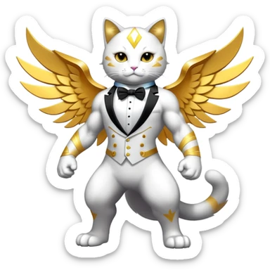 Transcendent celestial infinity cosmic galactic energy Mega neon unicorn dragon hydra hyper rare golden penguin Golden Divine god angel Omni Black and white Super muscular Buff sigma Gigachad cat full body tuxedo colored  sticker