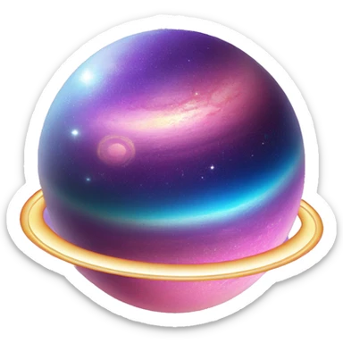 sparkly glittery blue purple and pink gradient planet with a cheesy saturn ring sticker