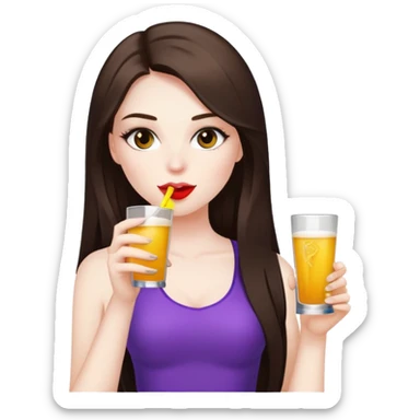 girl with long dark brown hair and pale skin wearing clubbing outfit drinking with other girls sticker
