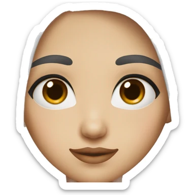 Girl with black hair, big brown eyes thin nose and thin lips  sticker