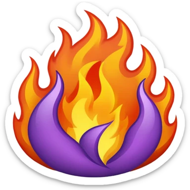 plain purple no orange color fire sticker