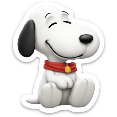 snoopy with a long piece of white with smoke sticker