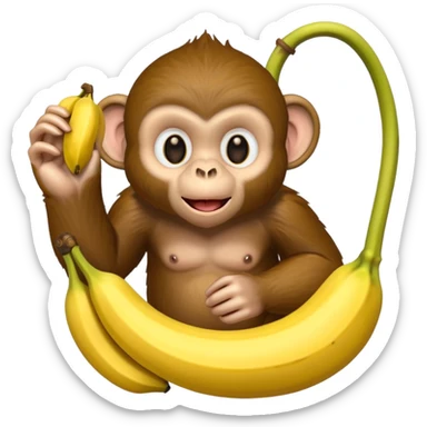 Make a monkey eating a banana in a trap sticker