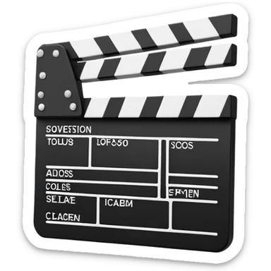 ultra simplified clapperboard, pure geometric abstraction, black and white, absolute minimum details sticker