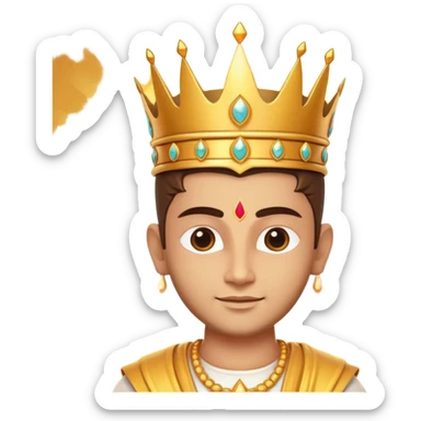 Hindu god Surya portrait, head and shoulders only, radiant golden crown, sun aura behind head, confident expression, 3D cartoon, mobile game icon style, clean background, no text, no watermark
 sticker