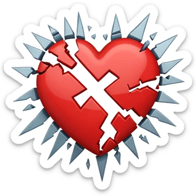 Heart slammed into the ground, cracks + shockwave sticker