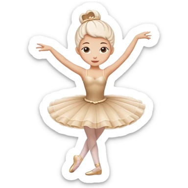 A whimsical cappuccino coffee with milk foam shaped like a ballerina in a tutu dancing on top sticker