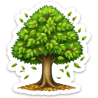 tree with releasing  old leaves  sticker