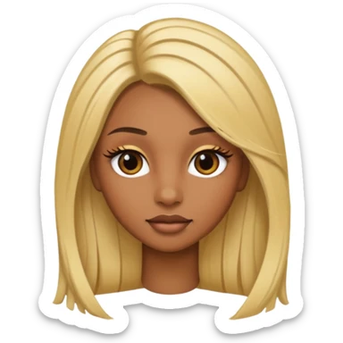 brown skin long blonde hair with long lashes sticker