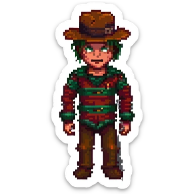 Freddy Krueger in pixel art style sticker