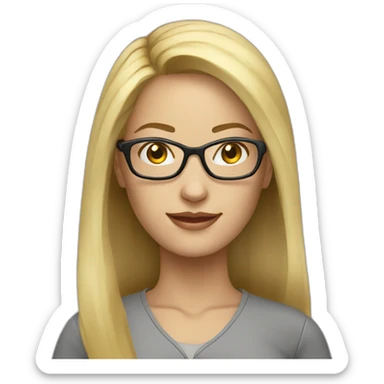 Woman teacher blonde long hair glasses sticker