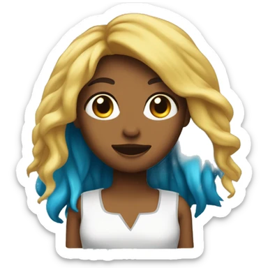 Chica con el pelo negro azulado largo durmiendo  sticker