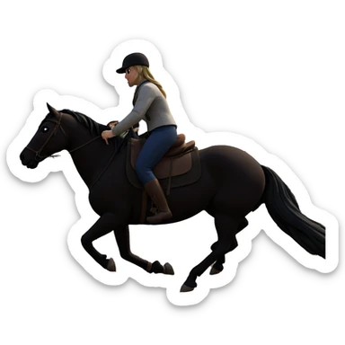 girl riding horse in nature sticker