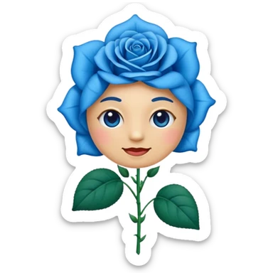 Emoji sostiene ramos de rosas azules sticker