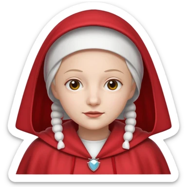 Handmaid's Tale character wearing a white bonnet and red cape sticker
