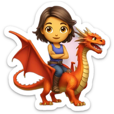 Petite-fille sur un dragon sticker