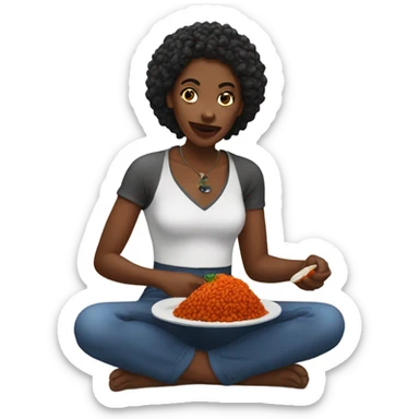 black woman eating jollof sticker