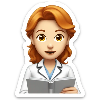 medium red hair woman nutritionist working sticker