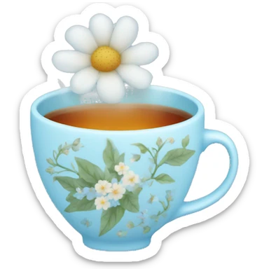 Light blue floral cup of tea  sticker