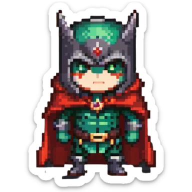 chibi villain character with evil cape sticker