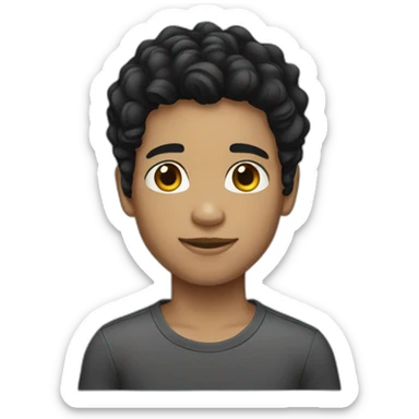 boy black hair light skin sticker