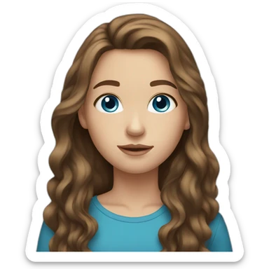 teenage girl long brown hair blue eyes sticker