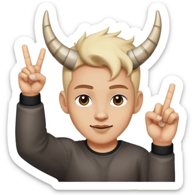 Rock on hand sign with light skin tone, horns gesture sticker