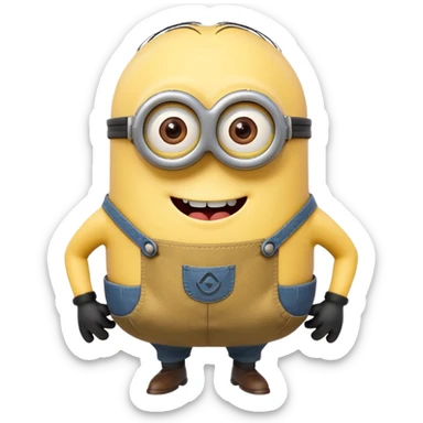 A yellow minion showing his butt sticker
