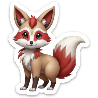 Hyper-realistic cute adorable beautiful elegant Colorful Skilled Adept Graceful Asian Painted Meloetta-Furret-Lycanroc-Zangoose-fusion-hybrid-creature (full body) sticker
