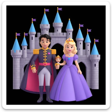 prince and princess disny dress close up photo in castle sticker
