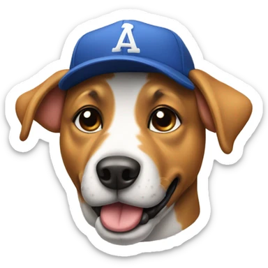 Dog with baseball cap  sticker