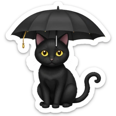 black cat with umbrella sticker
