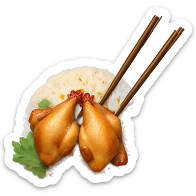 Thai food Chicken and rice with chopsticks  sticker