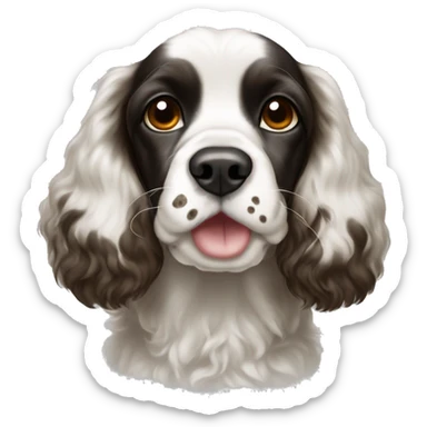black and white cocker spaniel with nose spots sticker