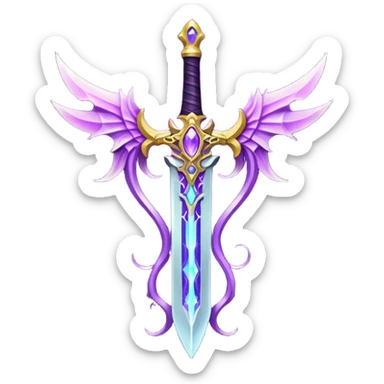 magical greatsword with a Eldritch purple powers in it sticker