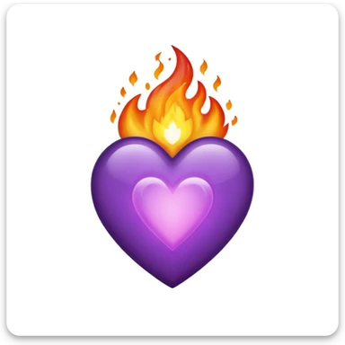 purple heart with a flame effect sticker