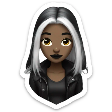 goth girl with black and white hair sticker