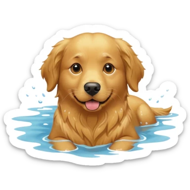 Full grown Golden retriever swimming sticker