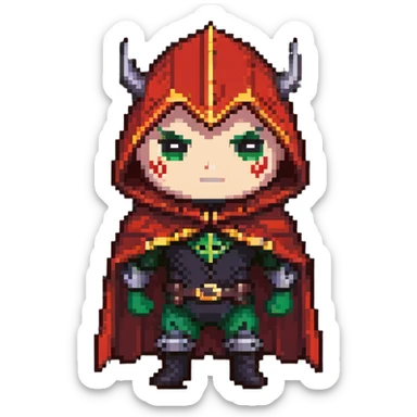 chibi villain character with evil cape sticker
