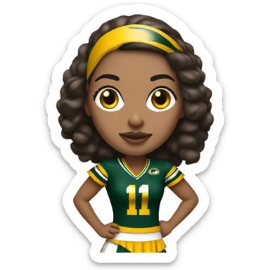 nfl cheerleader, brunette , Green Bay packer  sticker