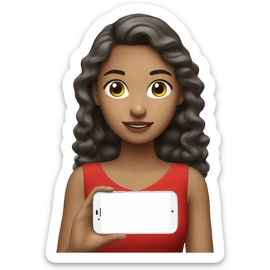 a light skin girl in red dress hold phone sticker